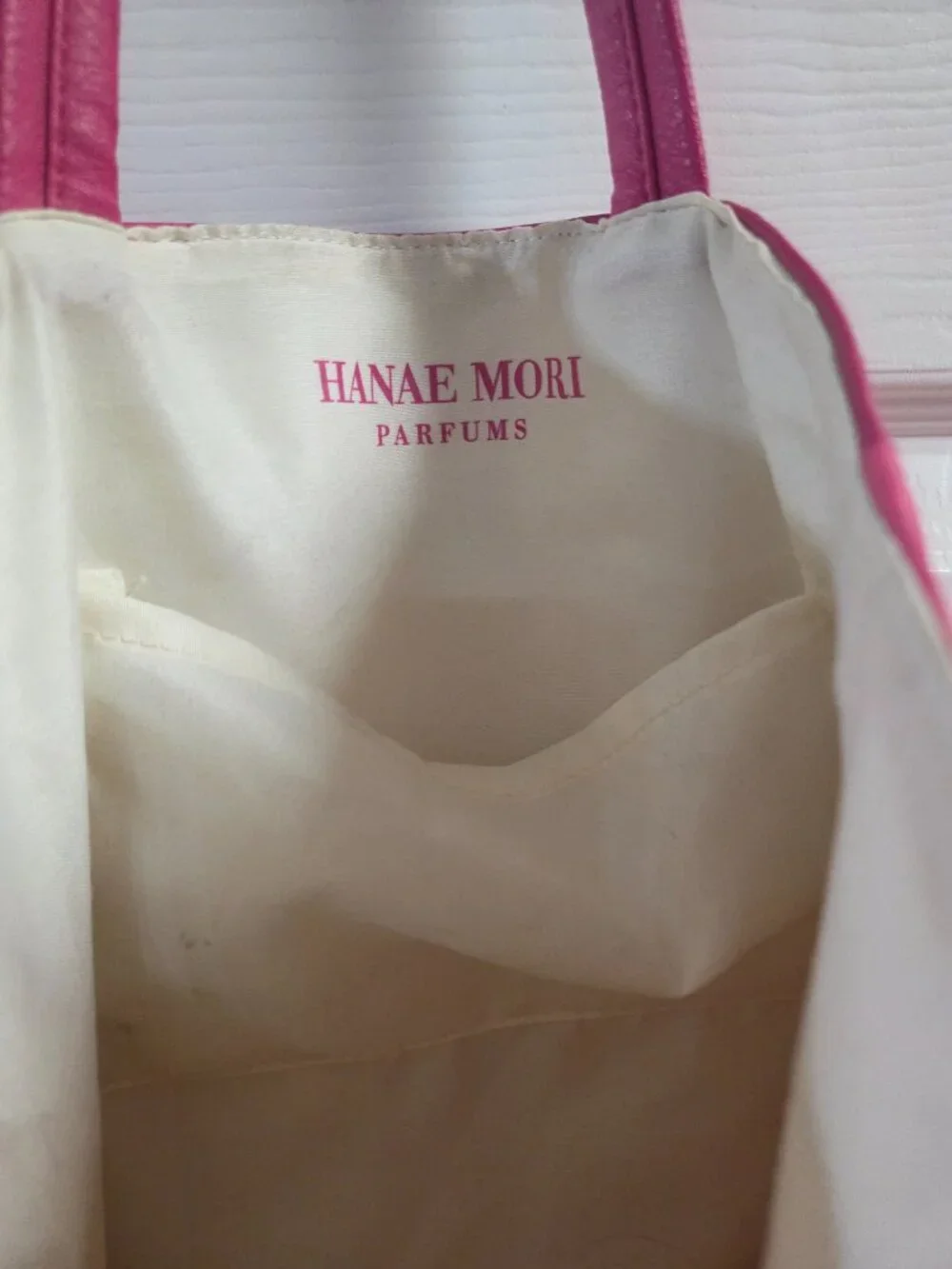 Hanae Mori Parfums Pink Butterfly Faux Leather Embossed Logo Shoulder Tote